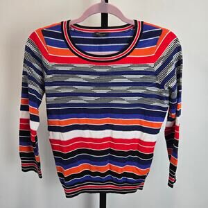 Claudia Strater Amsterdam Light Sweater Pullover Orange Metallic Stripe 36 US‎ 4